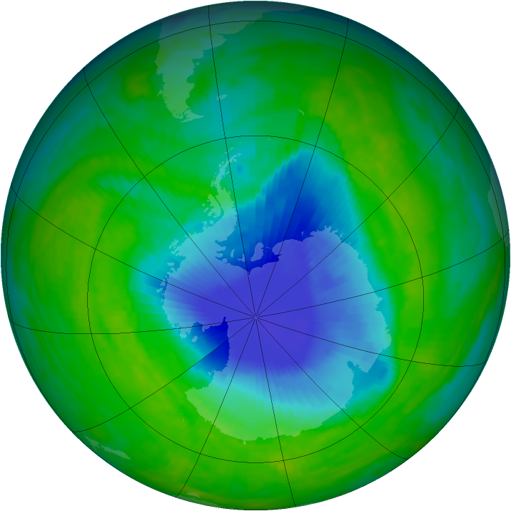Antarctic ozone map for 26 November 1992